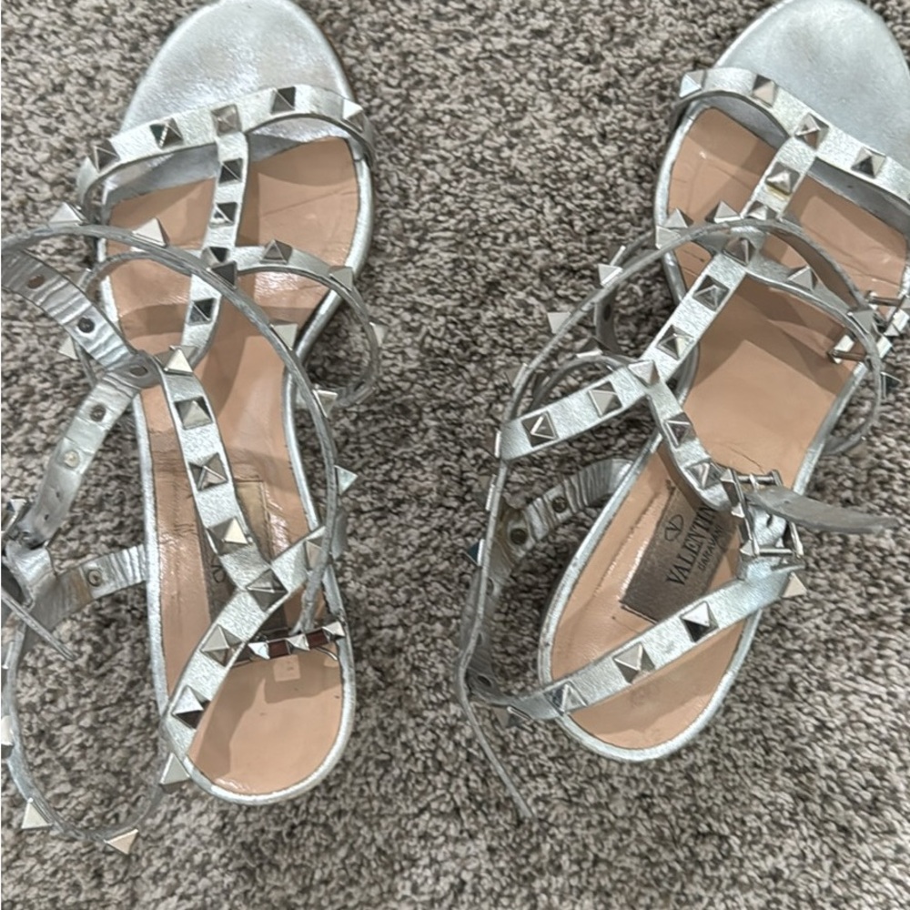 Silver Studded Platform Sandals
